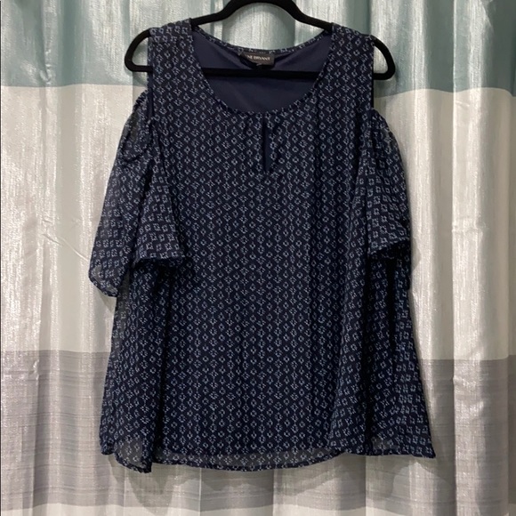 Lane Bryant Tops - Navy Print Lane Bryant Cold Shoulder Top